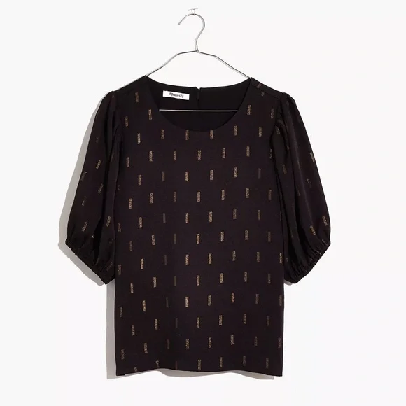 Madewell Metallic Jacquard Puff Sleeve Top - Picture 5 of 16